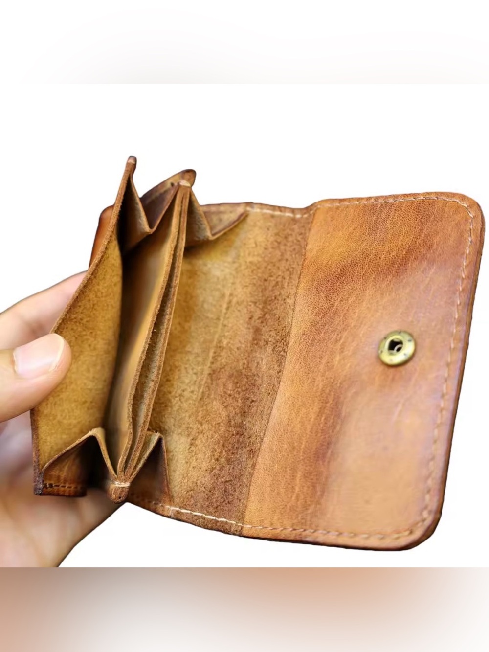 New Genuine Cowhide Leather Wallet Vintage Handmade Short Small Wallet